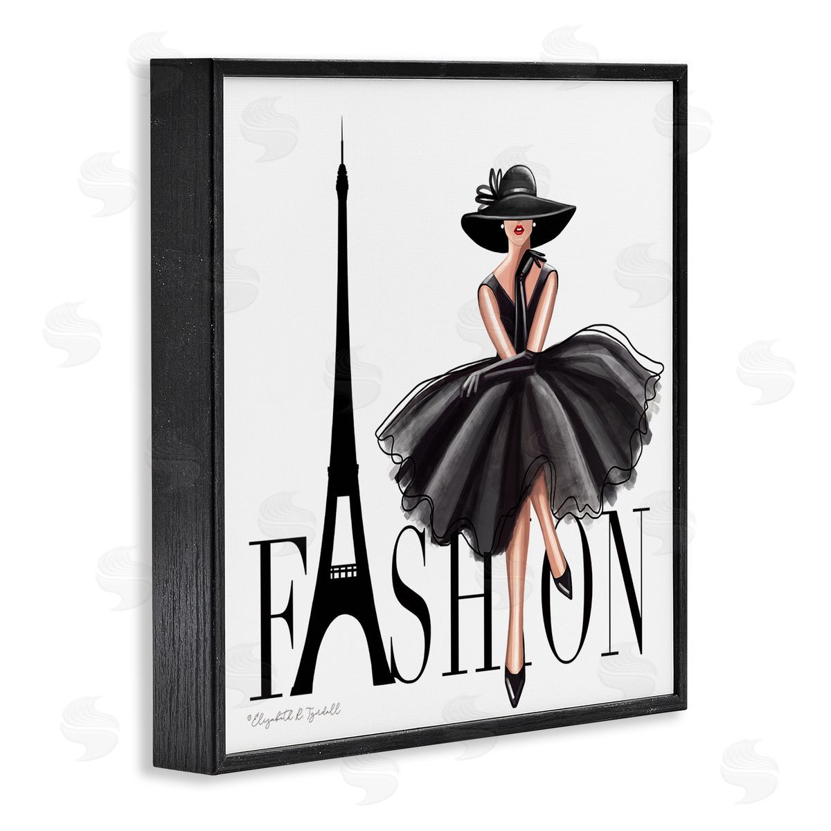 Parisian Fashion Illustration Black Frame Print Wall Art, Home Decor by Elizabeth Tyndall
