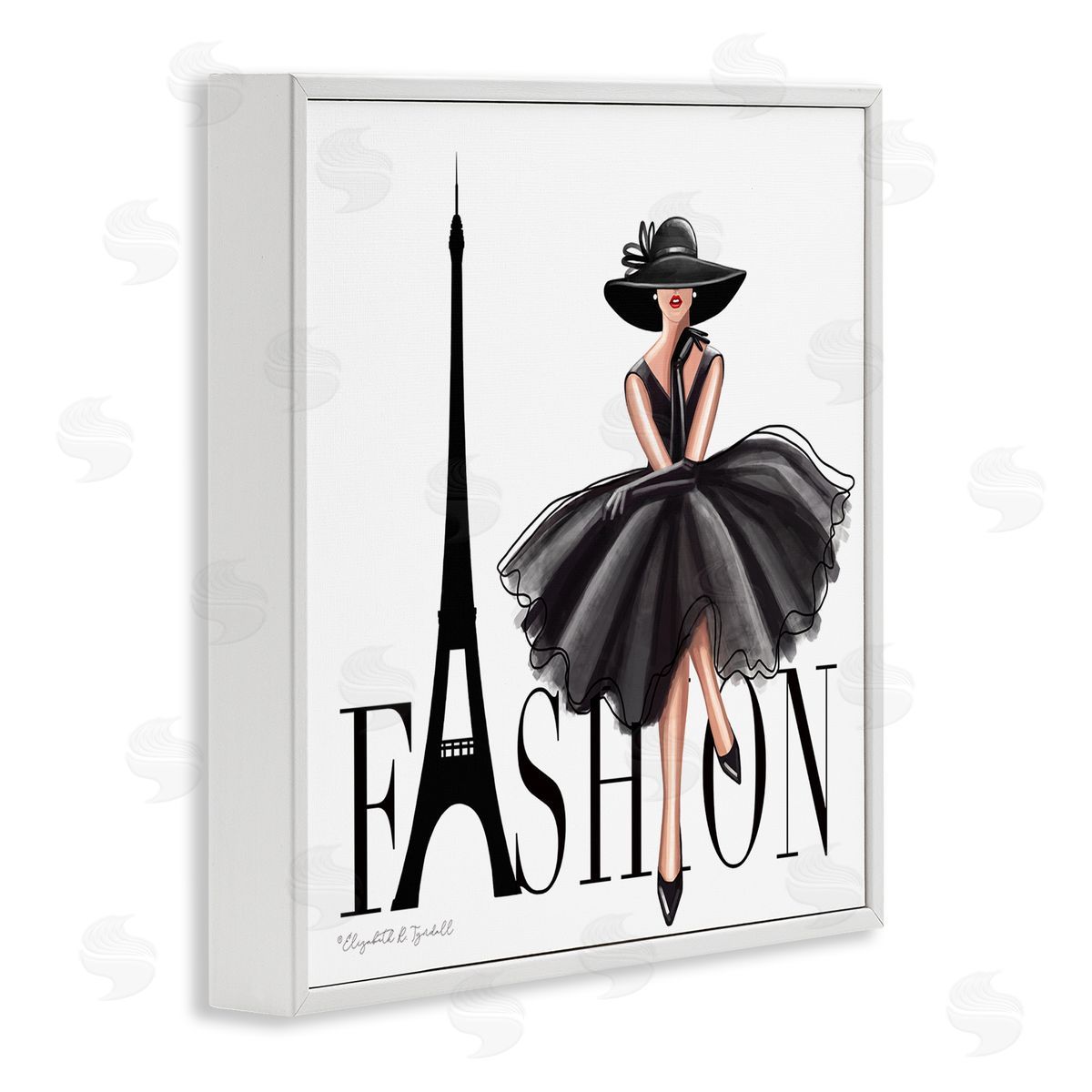 Parisian Fashion Illustration White Frame Print Wall Art, Home Decor by Elizabeth Tyndall