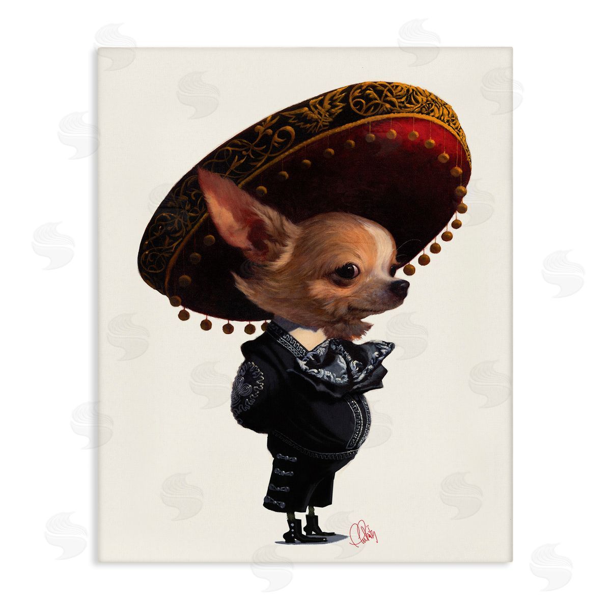 Thomas Fluharty Mariachi Chihuahua with Sombrero Adorable Pet Dog