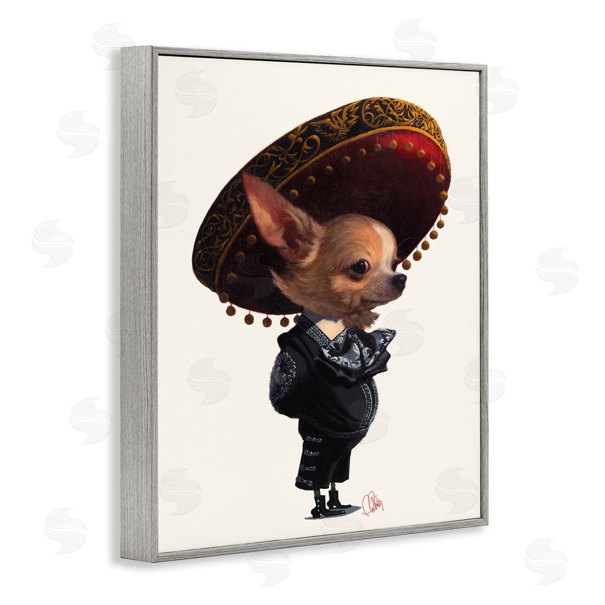 Thomas Fluharty Mariachi Chihuahua with Sombrero Adorable Pet Dog
