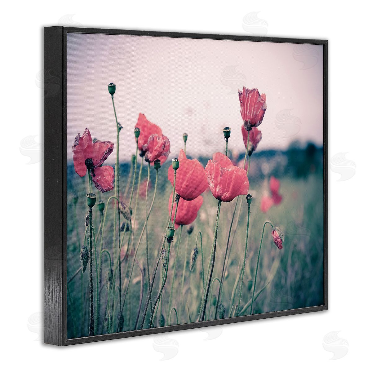 Adelino Goncalves Autumn Poppy Field Muted Sky Floral Landscape
