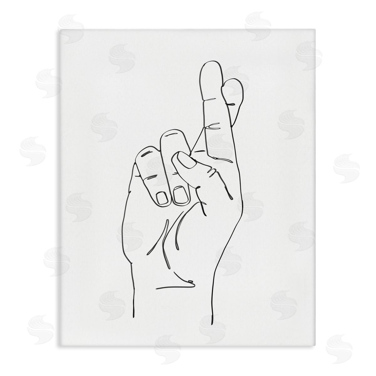 Ziwei Li Hand with Fingers Crossed Minimal Line Drawing