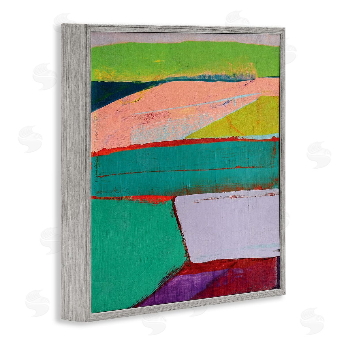 Cathe Hendrick Radiant Abstract Colors Layered Geometric Shapes Gray Framed Glicee Wall Art Print