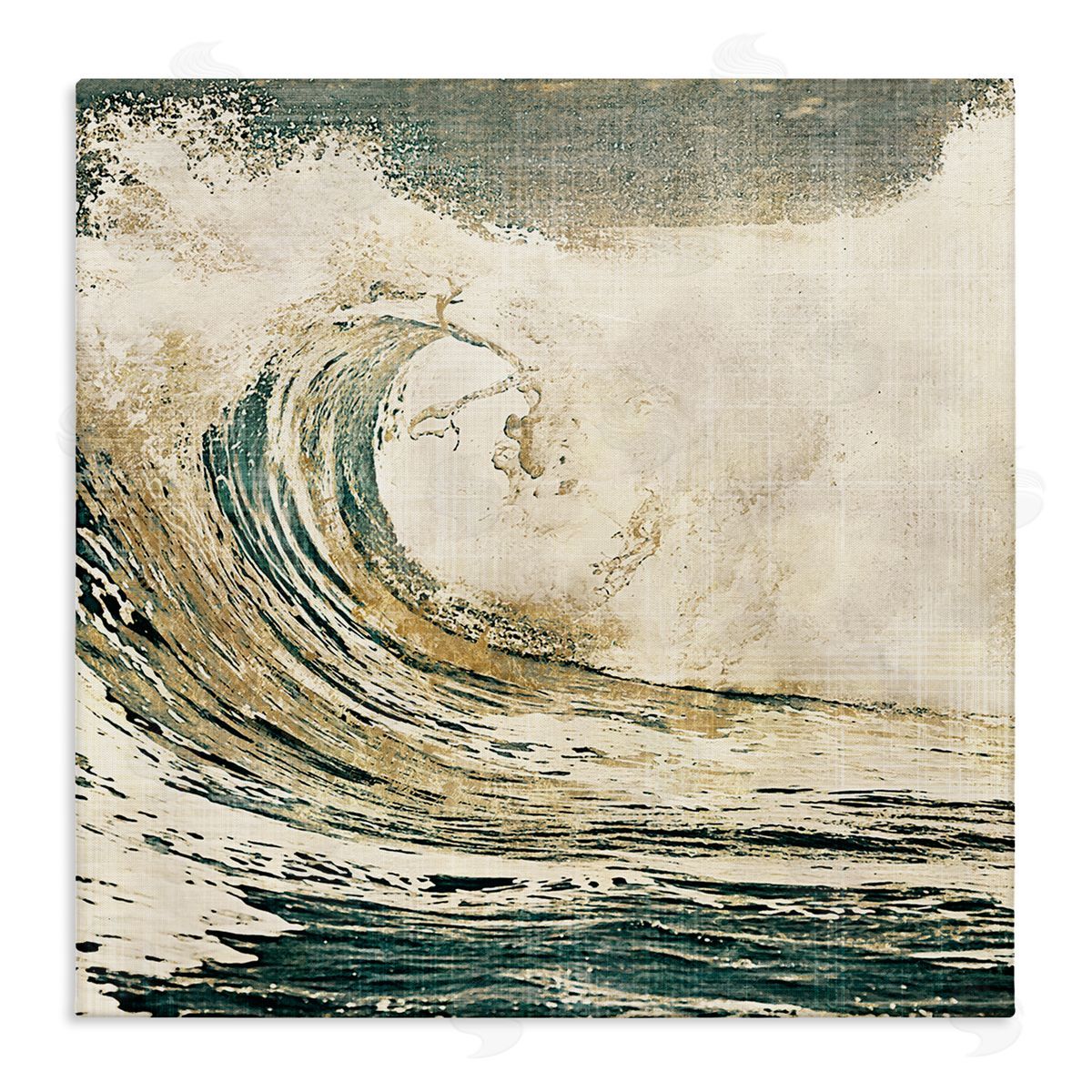 Heather Hayes Vintage Tidal Wave White Crest Nautical Water Stretched Canvas Wall Art Print