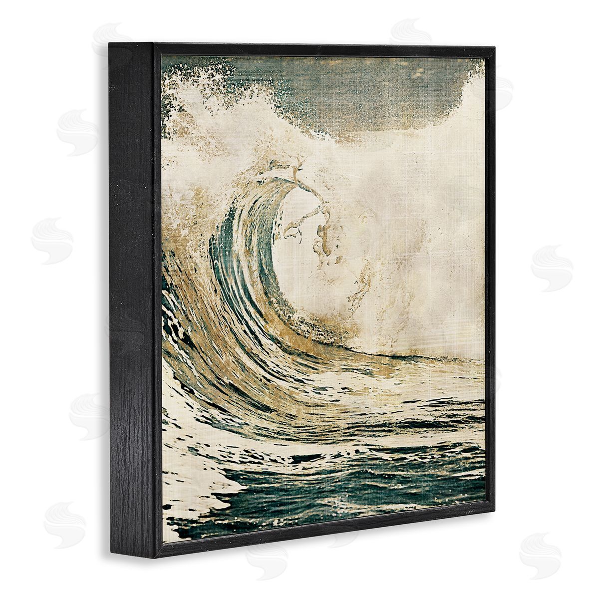 Heather Hayes Vintage Tidal Wave White Crest Nautical Water Black Framed Glicee Wall Art Print