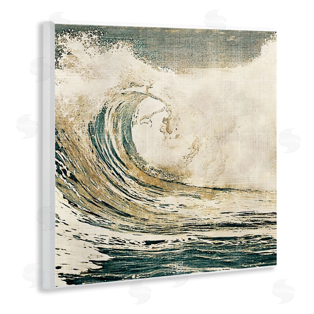 Heather Hayes Vintage Tidal Wave White Crest Nautical Water Wooden Wall Plaque Art Print