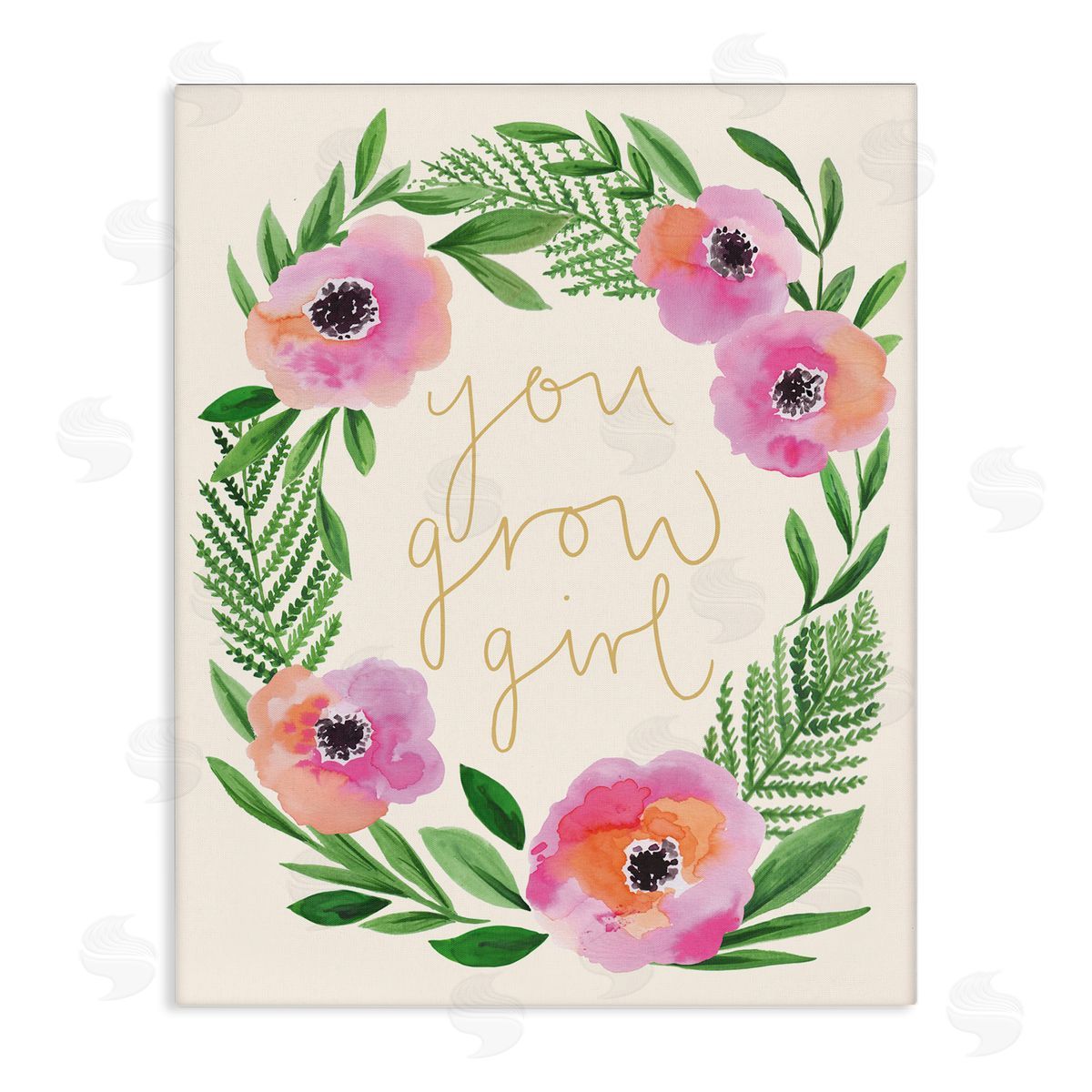 Heather McLaughlin You Grow Girl Phrase Blushing Pink Orange Florals
