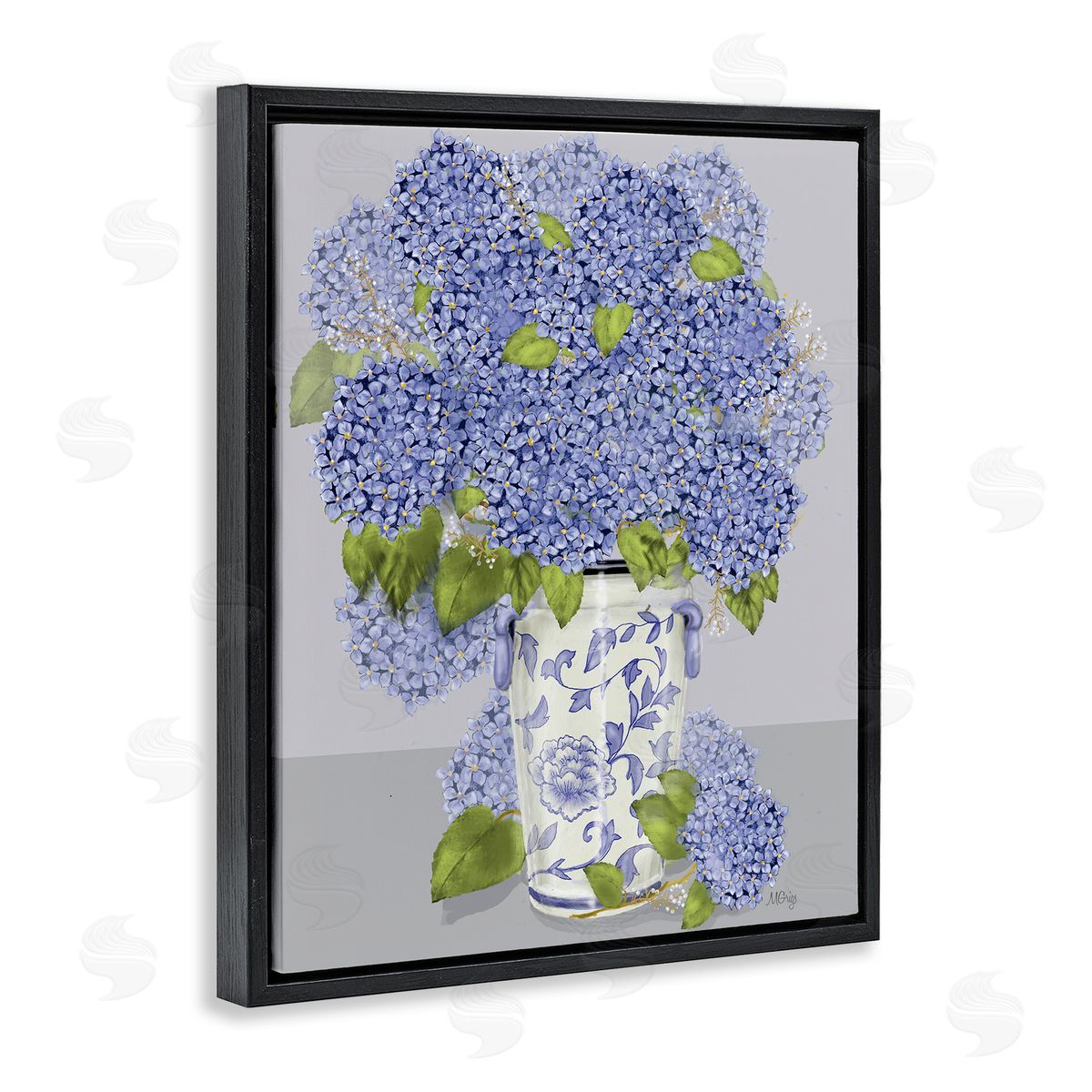 Maureen Griggs Blushing Blue Hydrangeas Traditional Farmhouse Vase Still-Life
