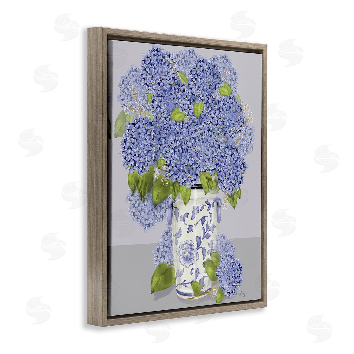 Maureen Griggs Blushing Blue Hydrangeas Traditional Farmhouse Vase Still-Life