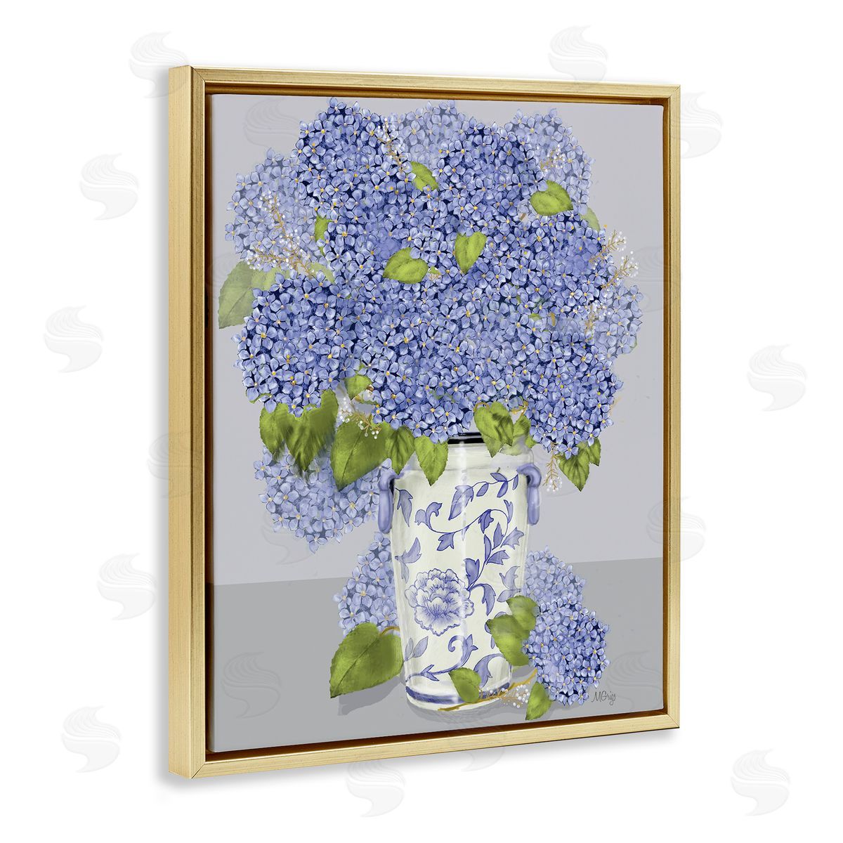 Maureen Griggs Blushing Blue Hydrangeas Traditional Farmhouse Vase Still-Life