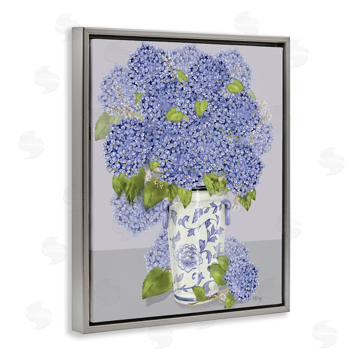 Maureen Griggs Blushing Blue Hydrangeas Traditional Farmhouse Vase Still-Life