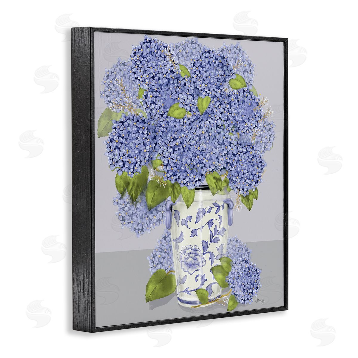 Maureen Griggs Blushing Blue Hydrangeas Traditional Farmhouse Vase Still-Life