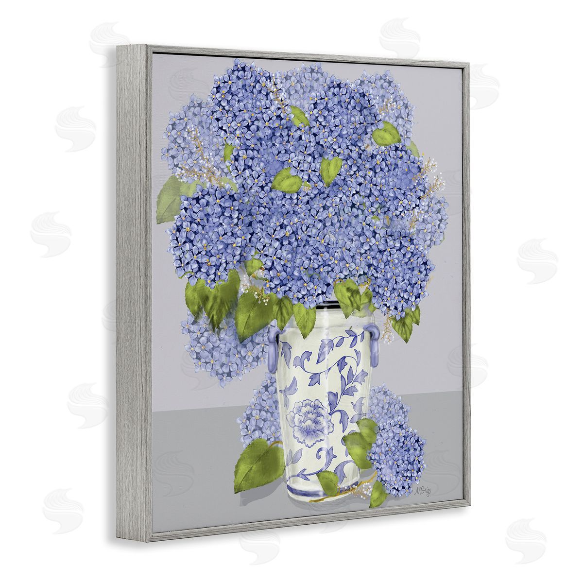 Maureen Griggs Blushing Blue Hydrangeas Traditional Farmhouse Vase Still-Life