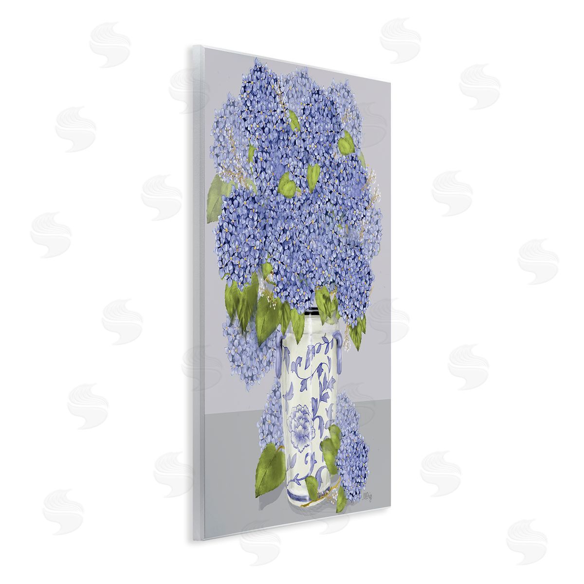 Maureen Griggs Blushing Blue Hydrangeas Traditional Farmhouse Vase Still-Life