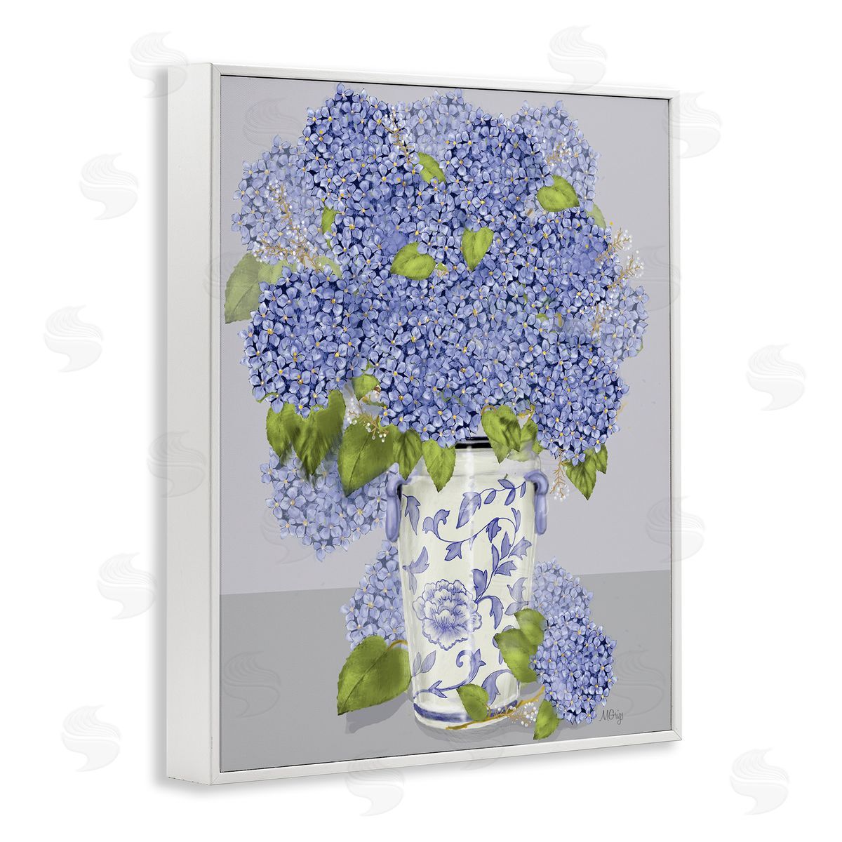 Maureen Griggs Blushing Blue Hydrangeas Traditional Farmhouse Vase Still-Life