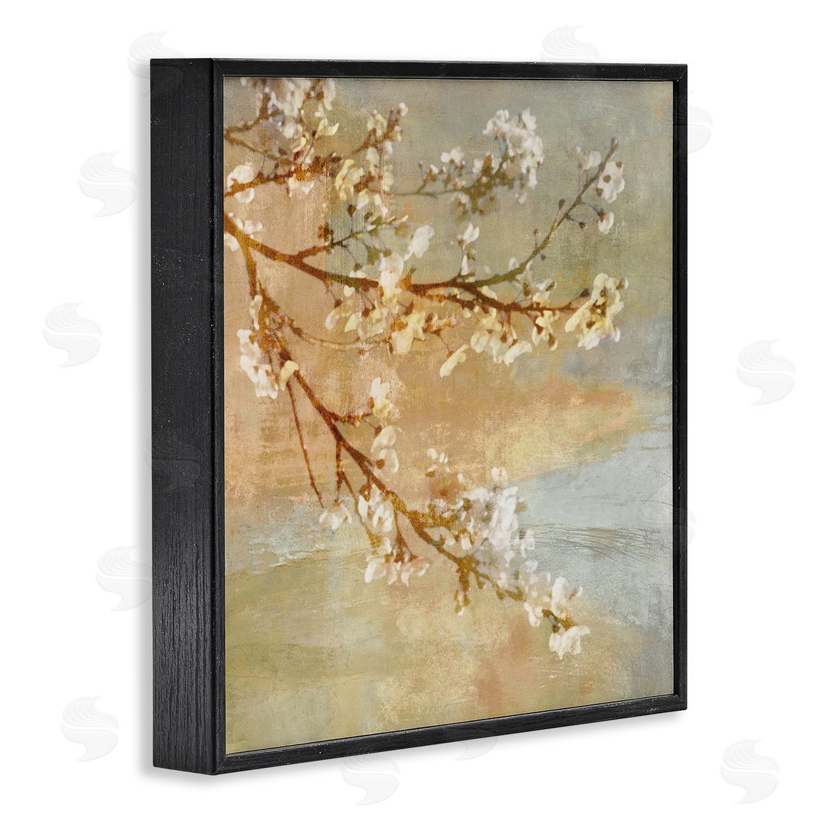 John Seba Vintage Cherry Blossom Tree Branch Distressed Charm Black Framed Glicee Wall Art Print