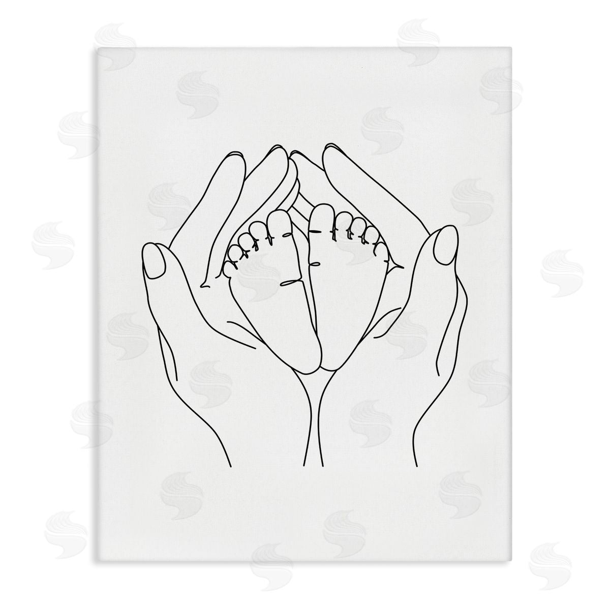 JJ Design House LLC Hands Holding Baby Feet Minimal Line Drawing