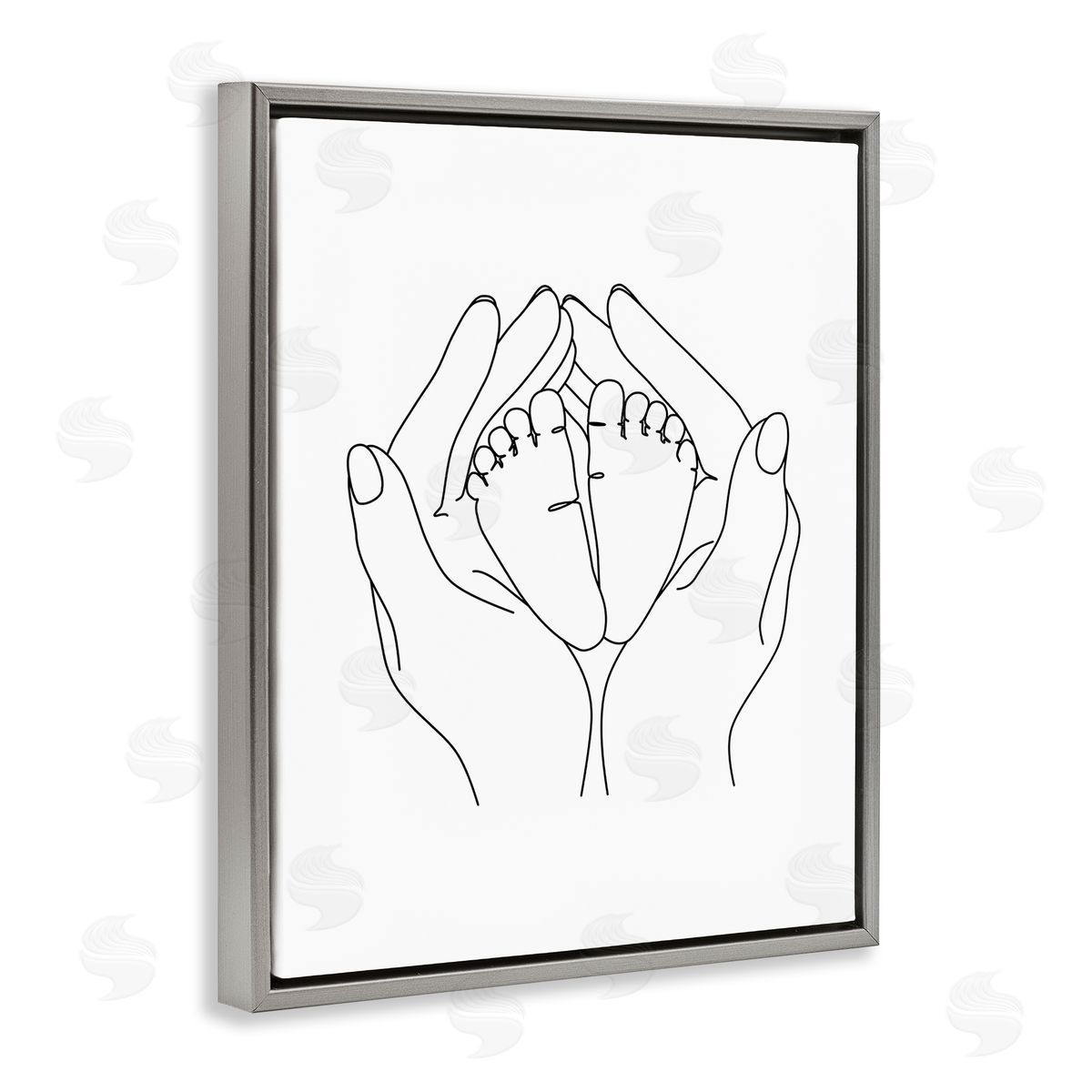 JJ Design House LLC Hands Holding Baby Feet Minimal Line Drawing