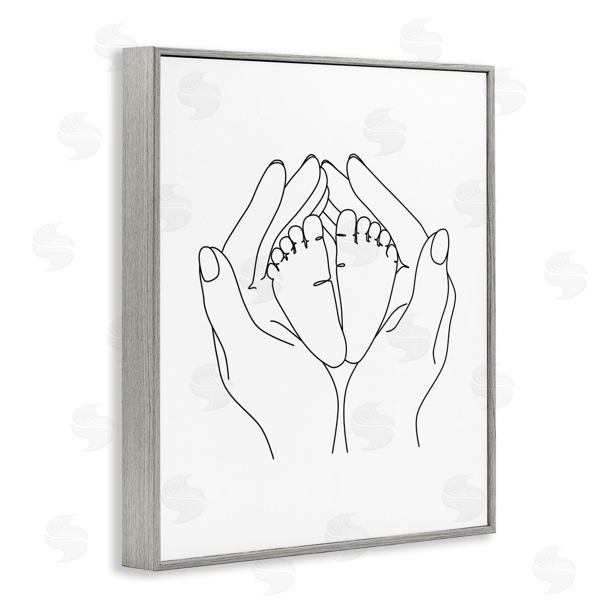 JJ Design House LLC Hands Holding Baby Feet Minimal Line Drawing