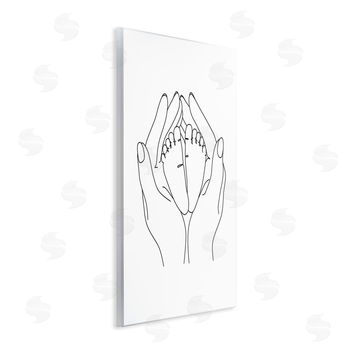 JJ Design House LLC Hands Holding Baby Feet Minimal Line Drawing