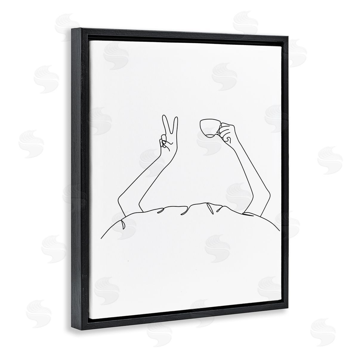 JJ Design House LLC Coffe_sidee In Bed Peace Sign Minimal Line Drawing