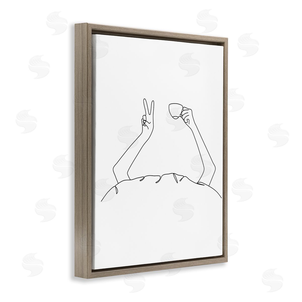 JJ Design House LLC Coffe_sidee In Bed Peace Sign Minimal Line Drawing