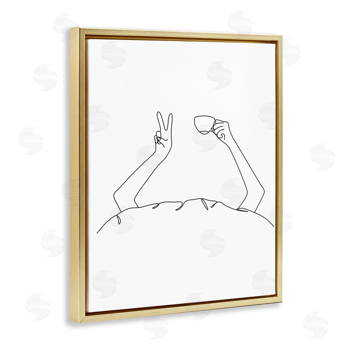 JJ Design House LLC Coffe_sidee In Bed Peace Sign Minimal Line Drawing