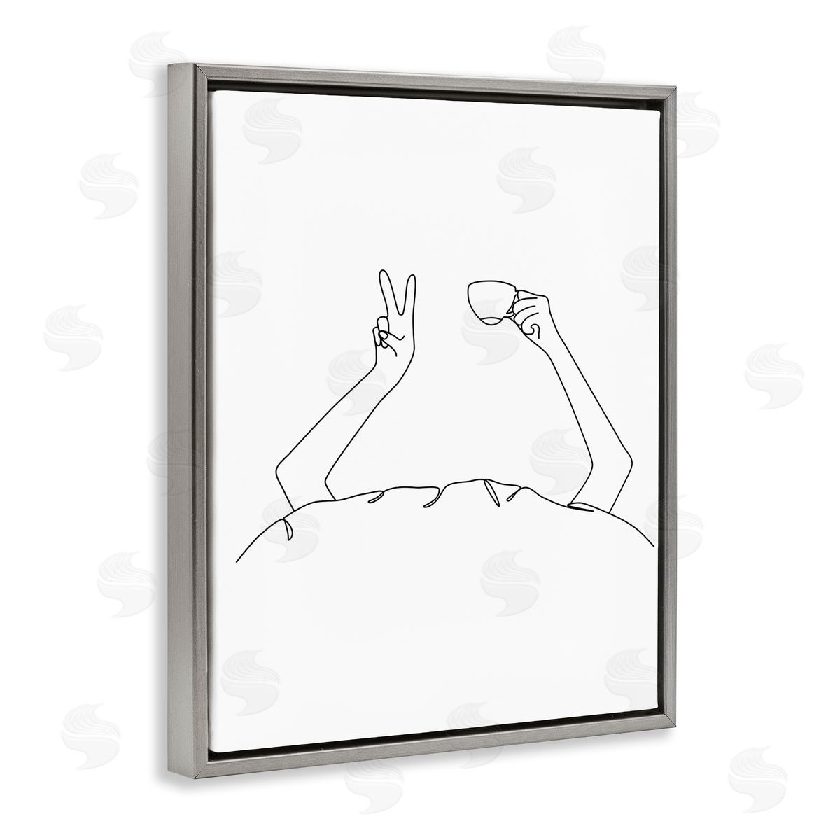 JJ Design House LLC Coffe_sidee In Bed Peace Sign Minimal Line Drawing