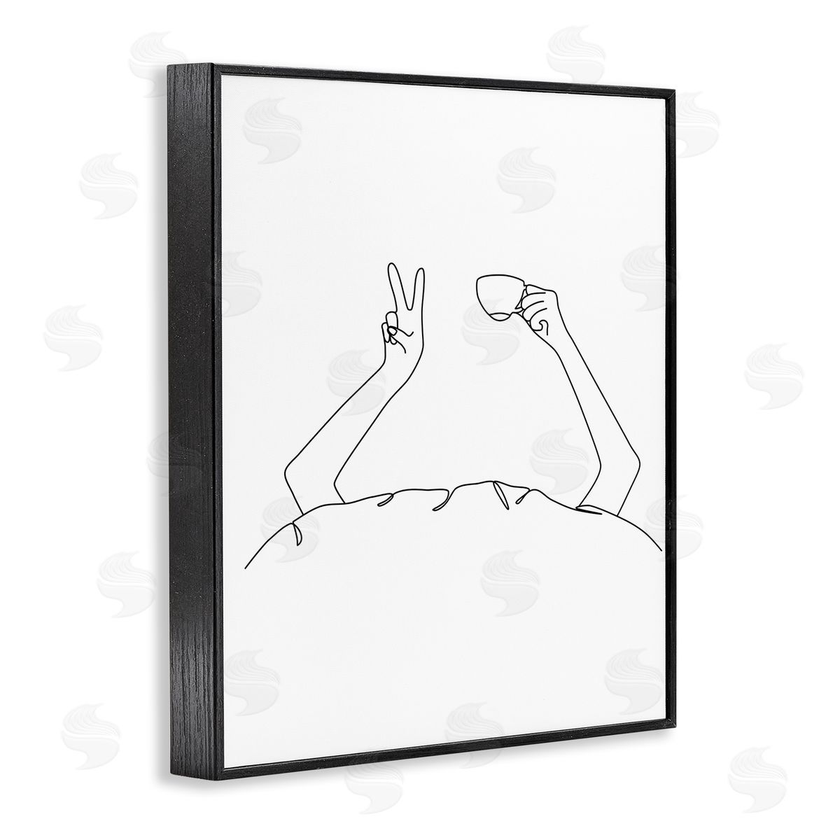 JJ Design House LLC Coffe_sidee In Bed Peace Sign Minimal Line Drawing