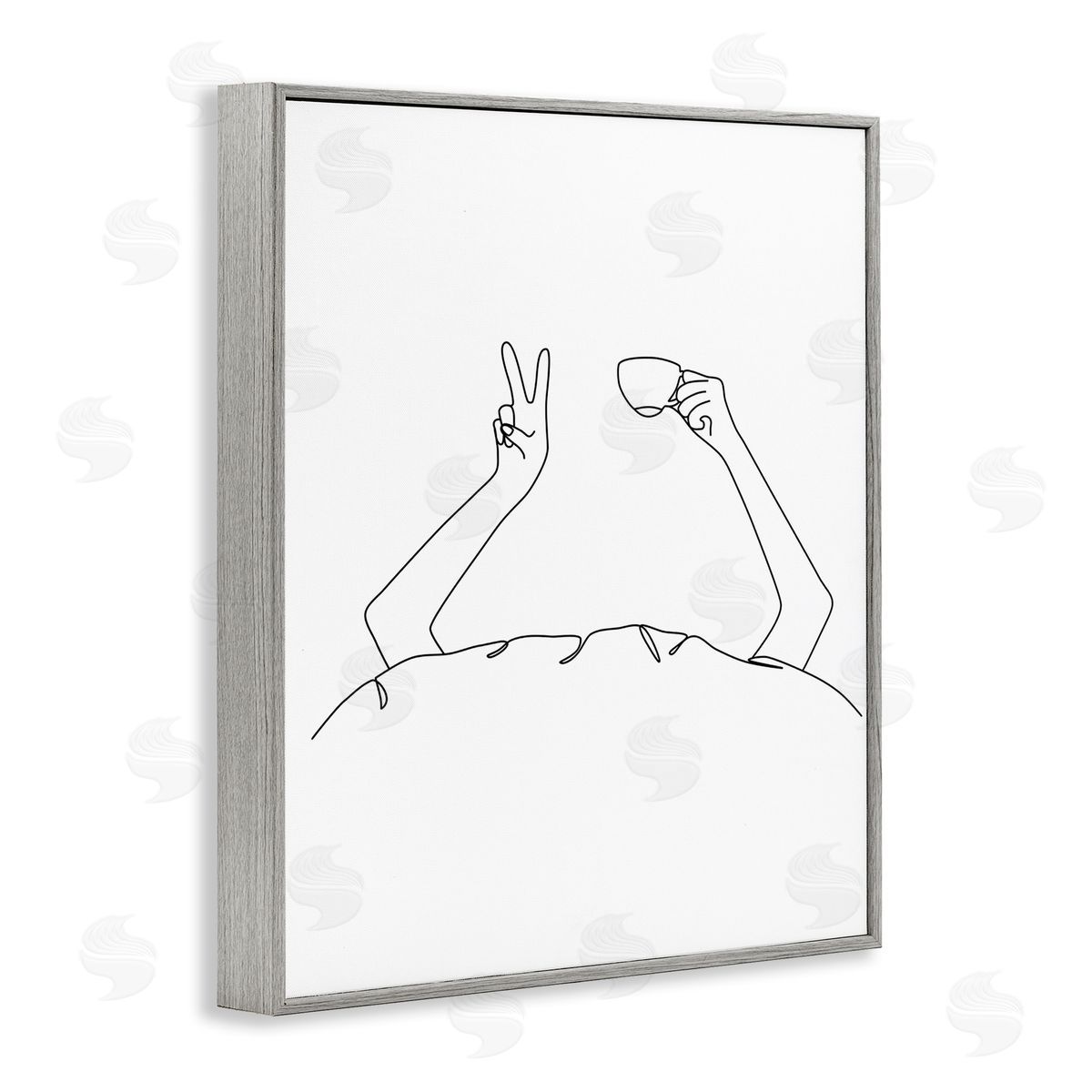 JJ Design House LLC Coffe_sidee In Bed Peace Sign Minimal Line Drawing