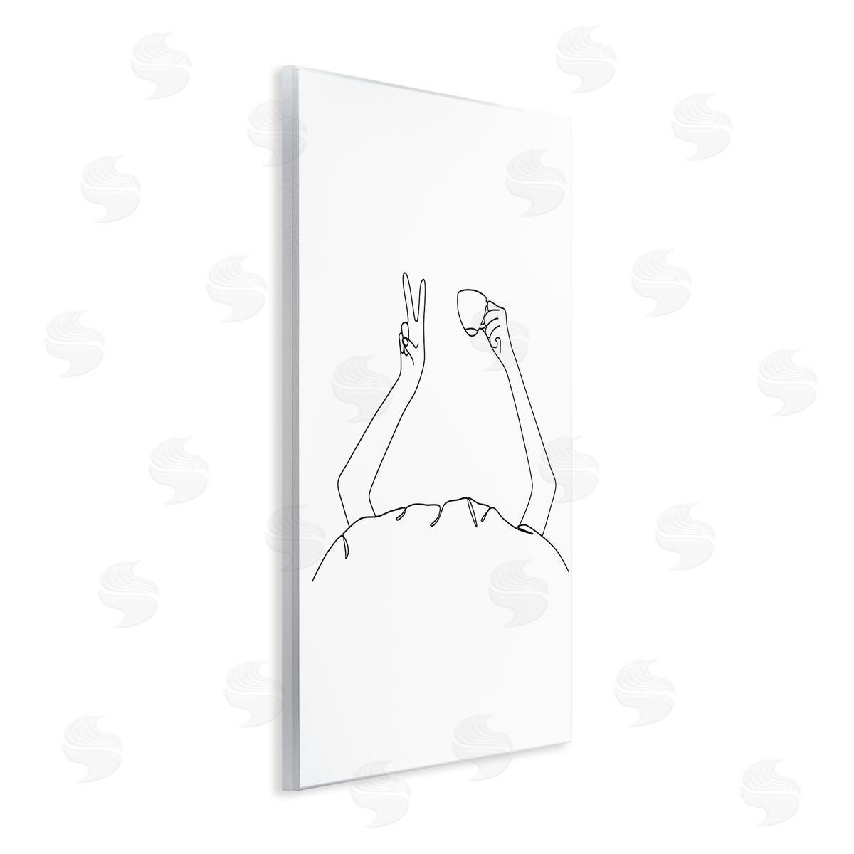 JJ Design House LLC Coffe_sidee In Bed Peace Sign Minimal Line Drawing
