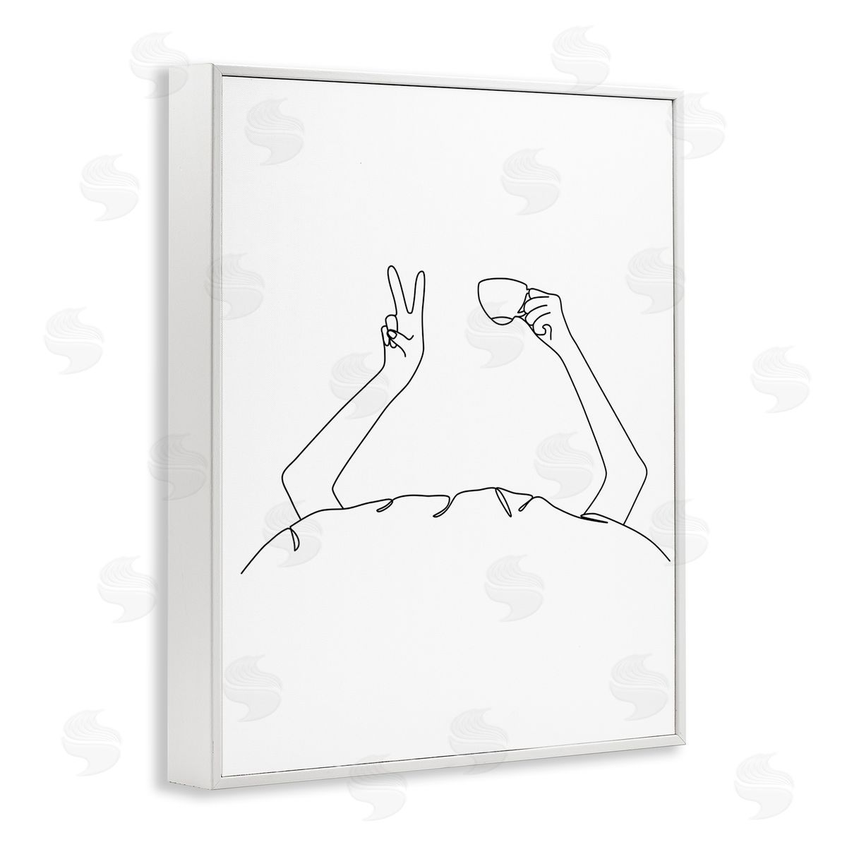 JJ Design House LLC Coffe_sidee In Bed Peace Sign Minimal Line Drawing