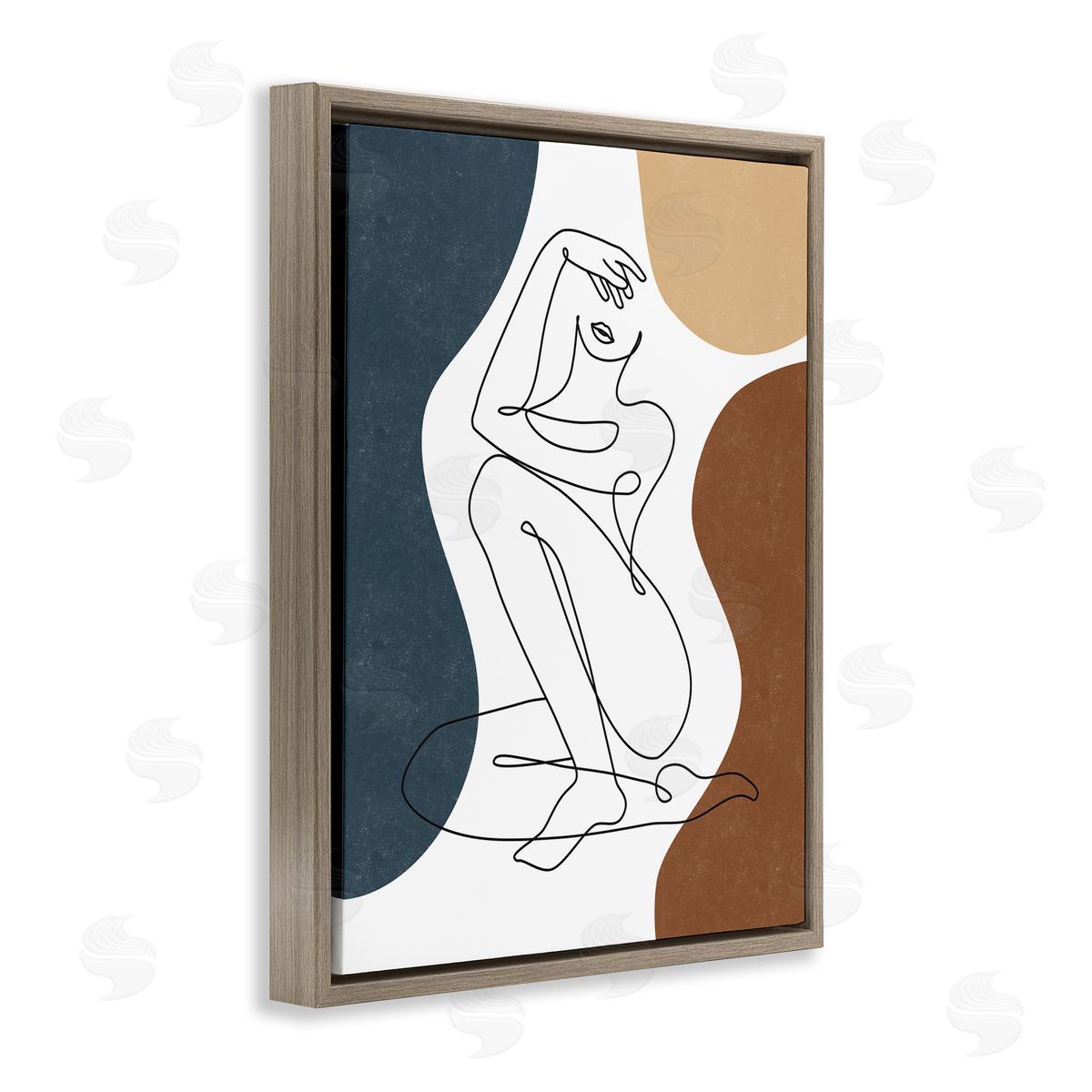 JJ Design House LLC Nude Female Line Drawing Between Abstract Shapes