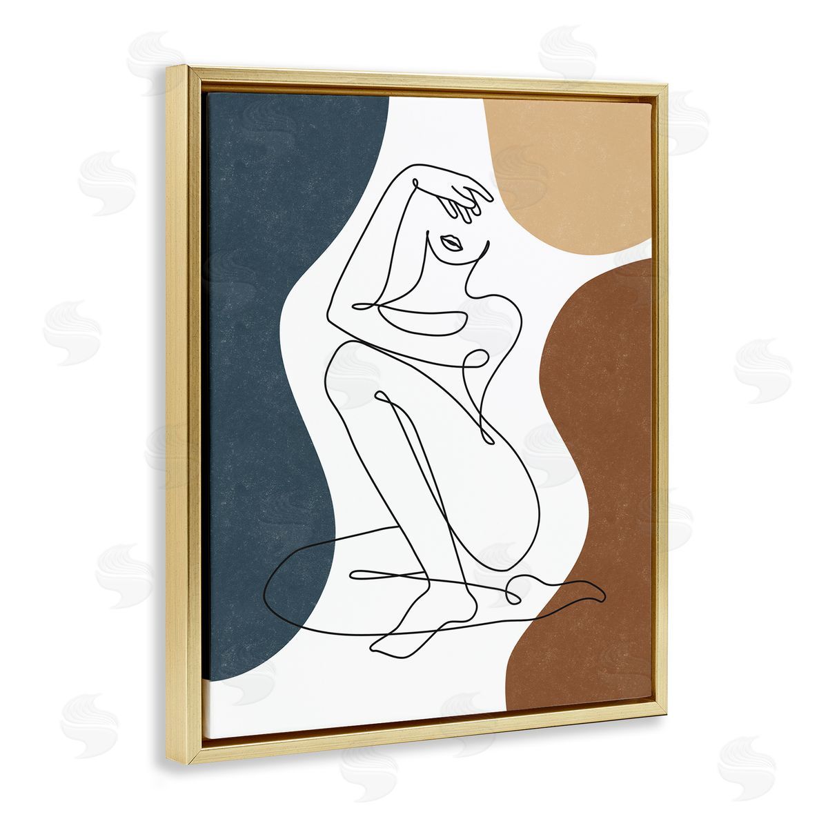 JJ Design House LLC Nude Female Line Drawing Between Abstract Shapes