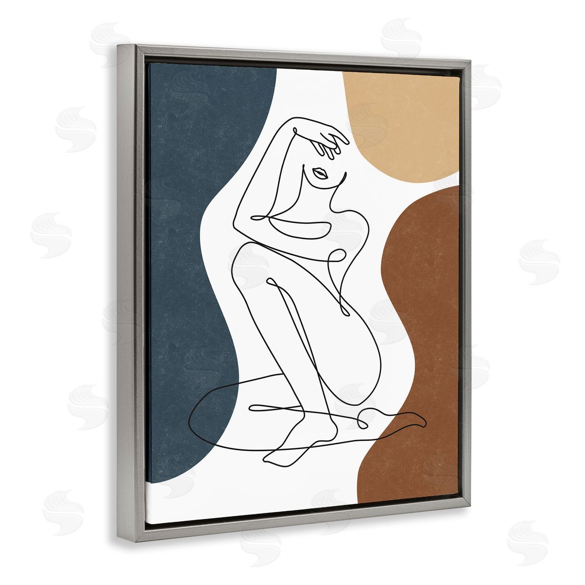 JJ Design House LLC Nude Female Line Drawing Between Abstract Shapes