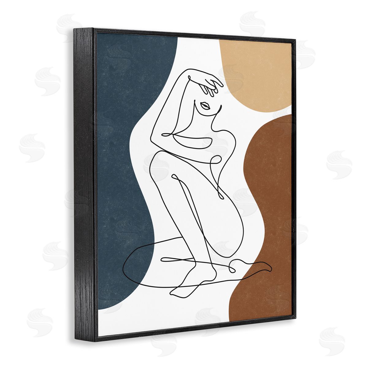 JJ Design House LLC Nude Female Line Drawing Between Abstract Shapes