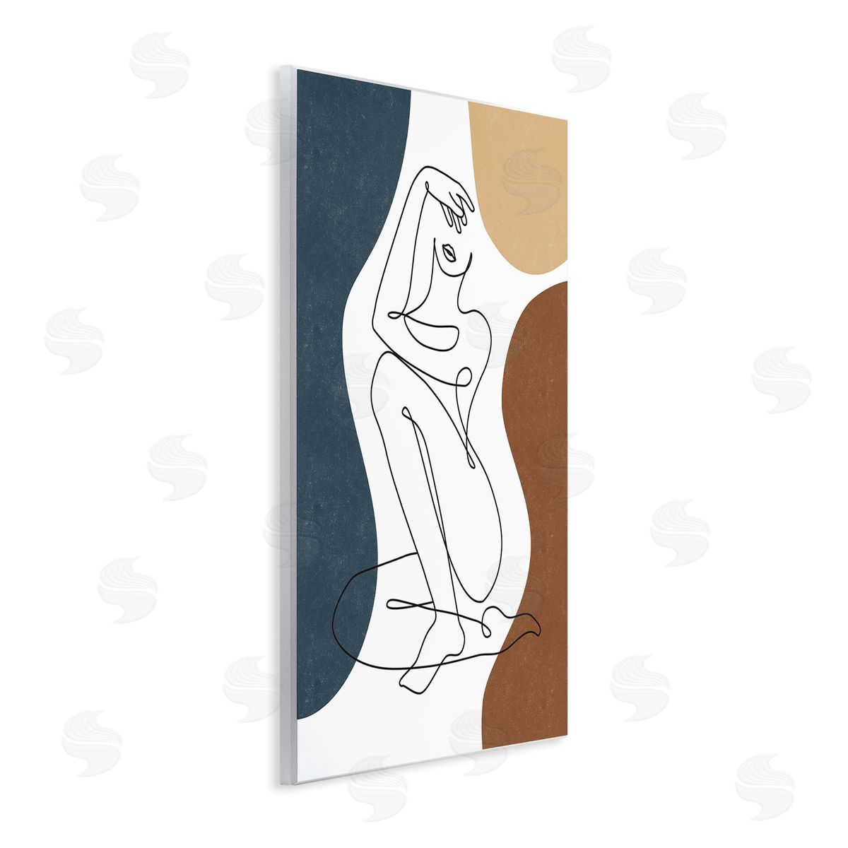 JJ Design House LLC Nude Female Line Drawing Between Abstract Shapes