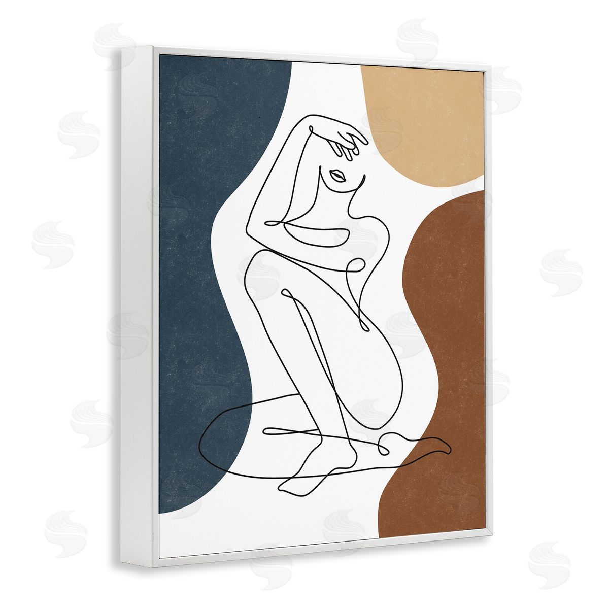 JJ Design House LLC Nude Female Line Drawing Between Abstract Shapes