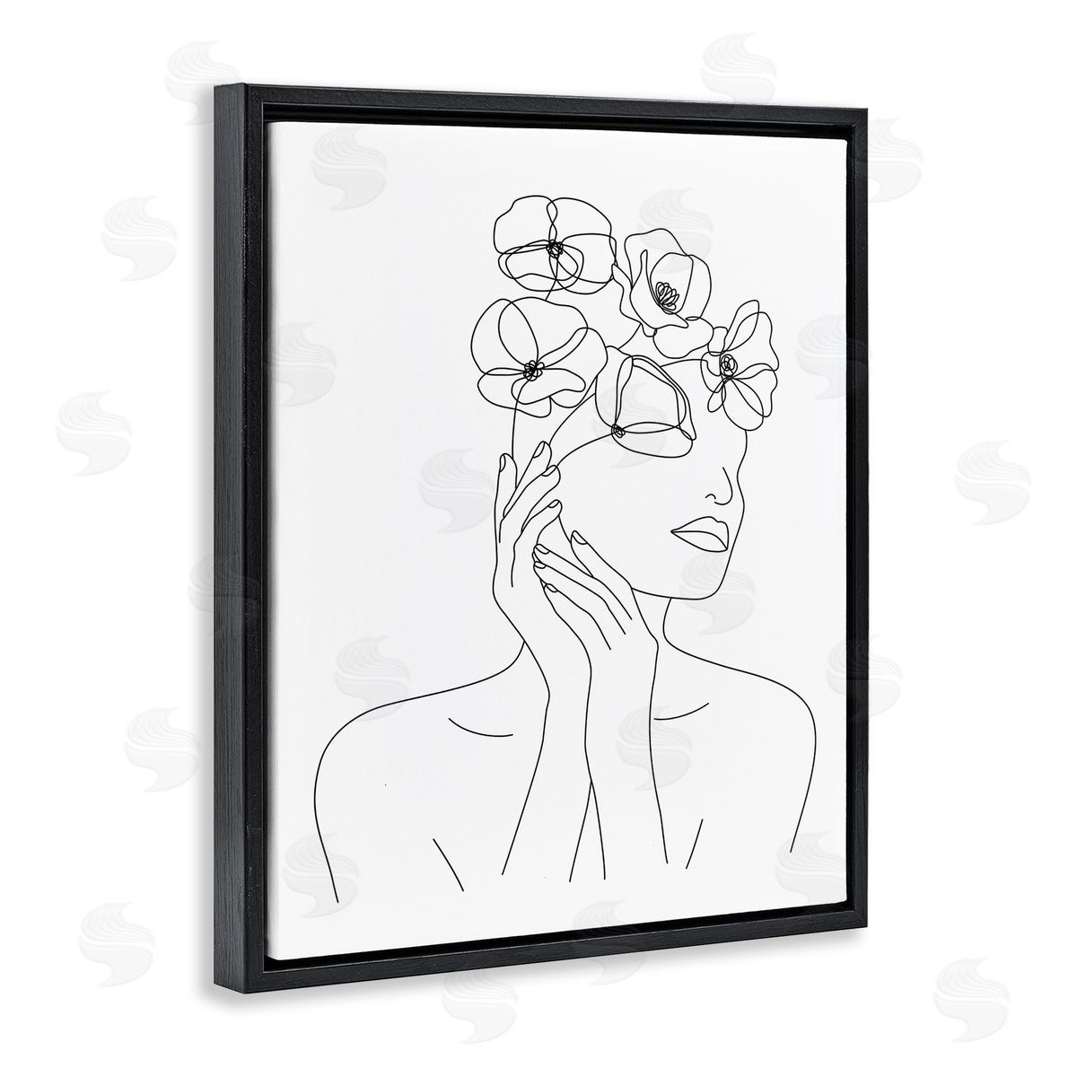 JJ Design House LLC Female Flowers in Hair Minimal Line Drawing