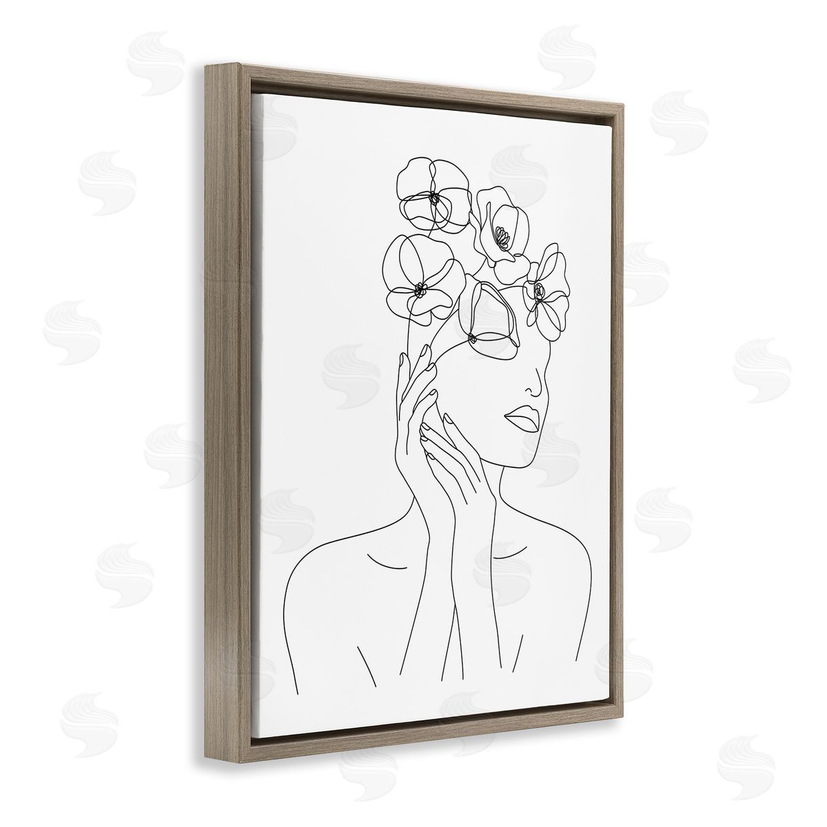 JJ Design House LLC Female Flowers in Hair Minimal Line Drawing