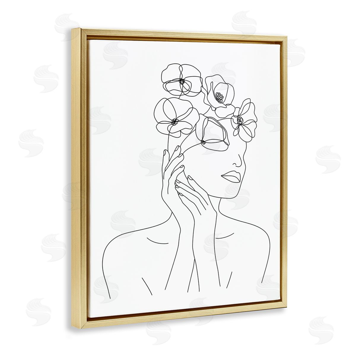 JJ Design House LLC Female Flowers in Hair Minimal Line Drawing