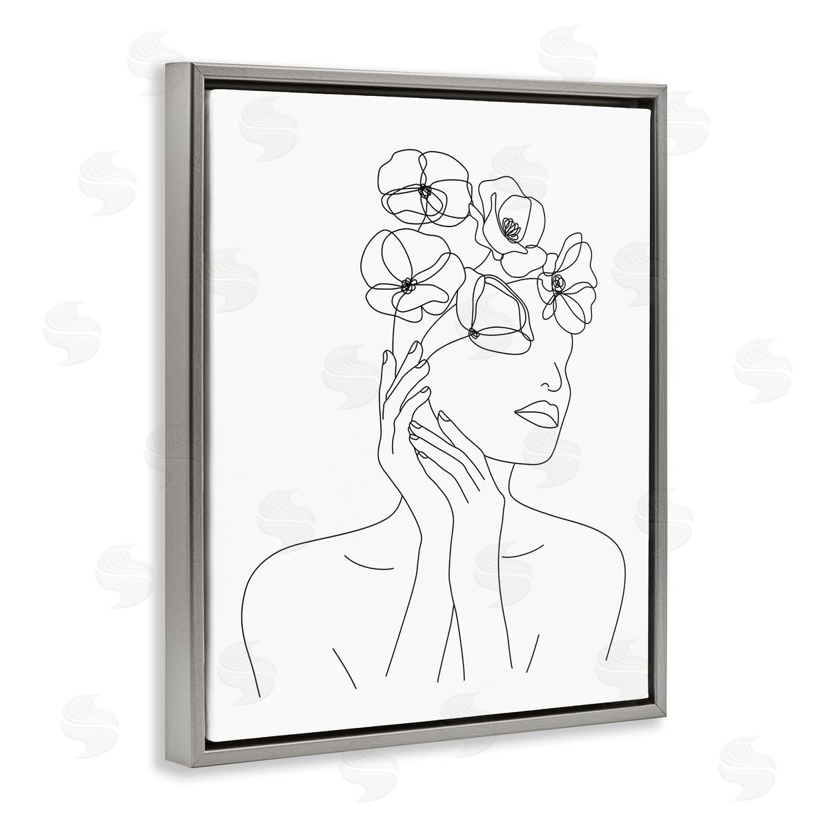 JJ Design House LLC Female Flowers in Hair Minimal Line Drawing