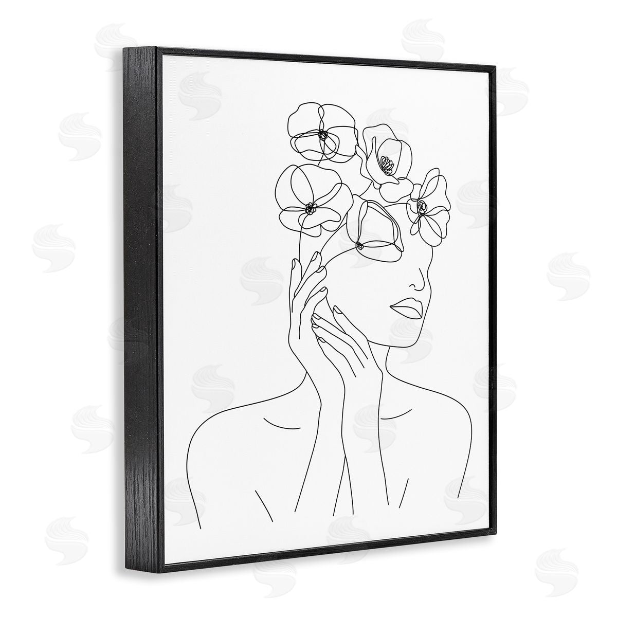JJ Design House LLC Female Flowers in Hair Minimal Line Drawing