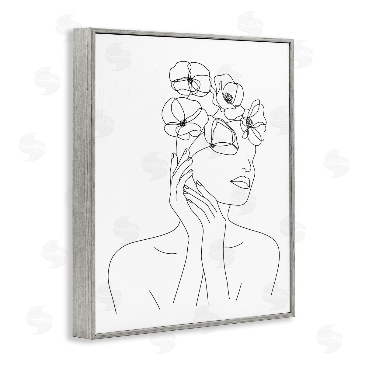 JJ Design House LLC Female Flowers in Hair Minimal Line Drawing