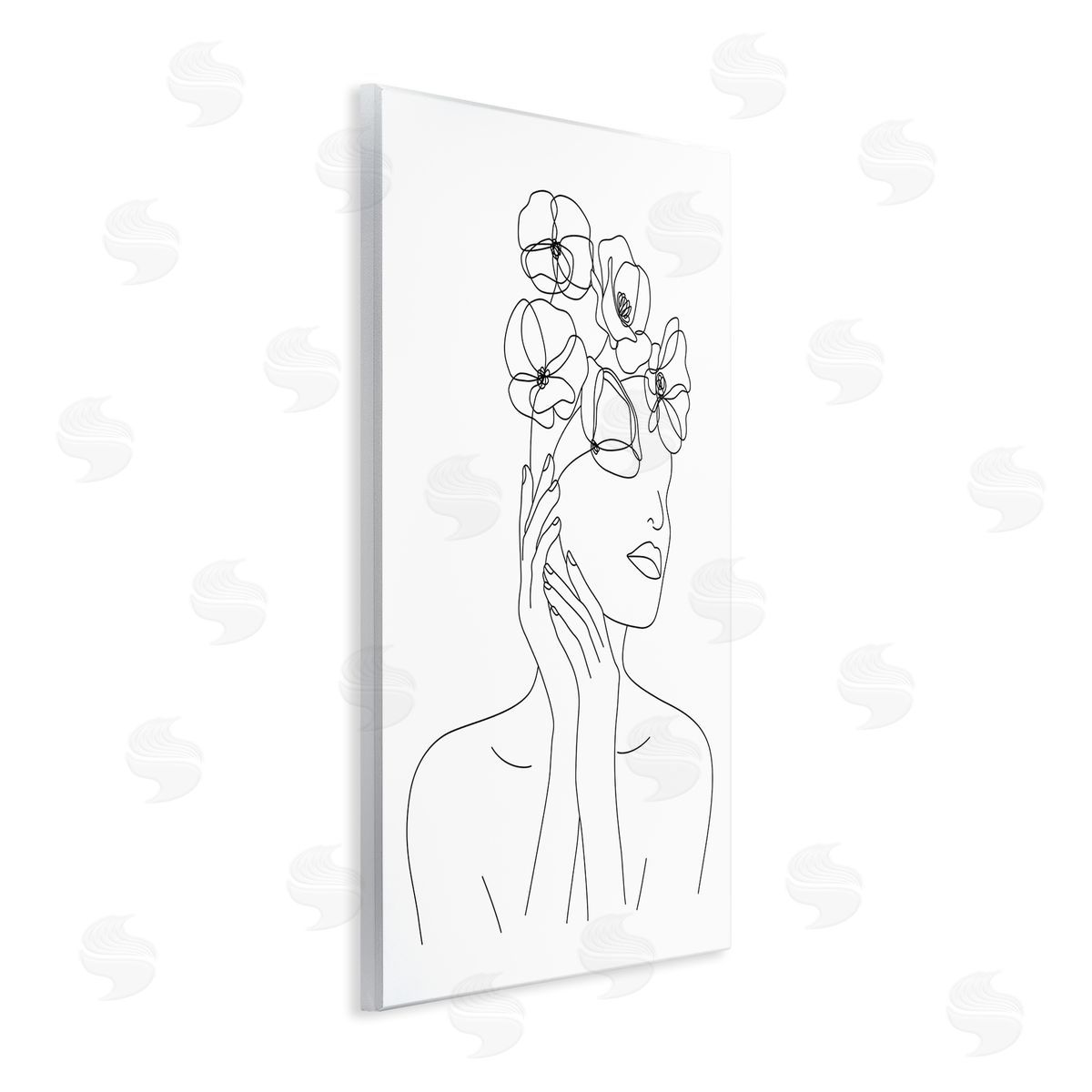 JJ Design House LLC Female Flowers in Hair Minimal Line Drawing