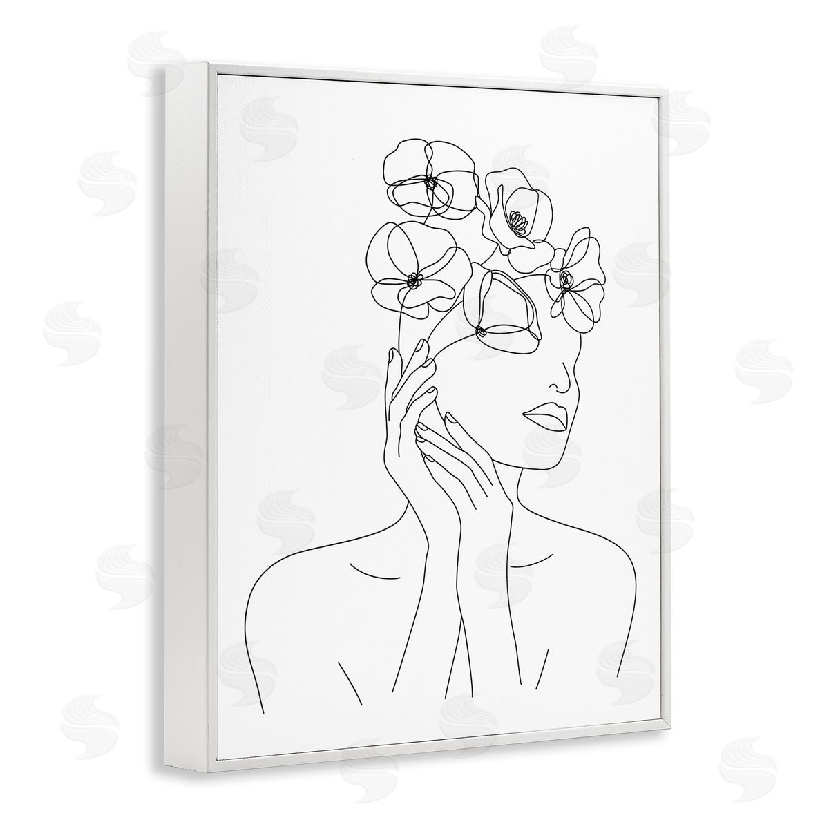 JJ Design House LLC Female Flowers in Hair Minimal Line Drawing