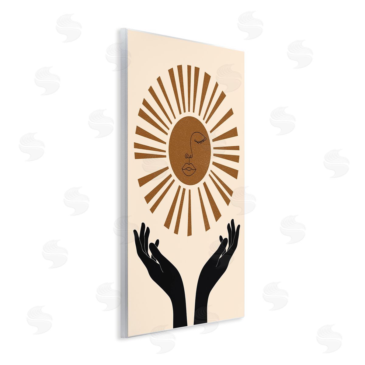 JJ Design House LLC Hands Holding Desert Sun with Face Linework