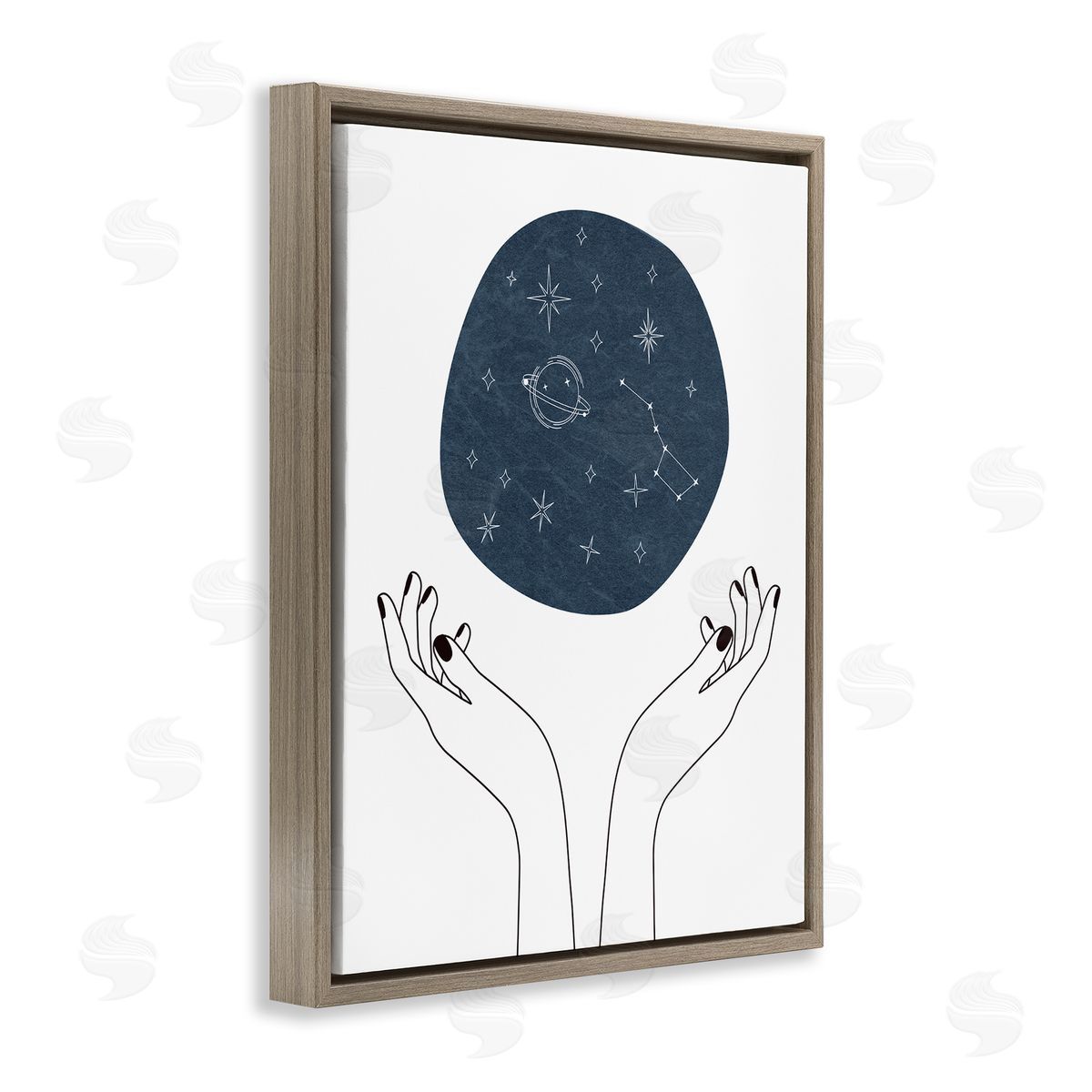 JJ Design House LLC Hands Holding Galaxy Constellations Minimal Blue