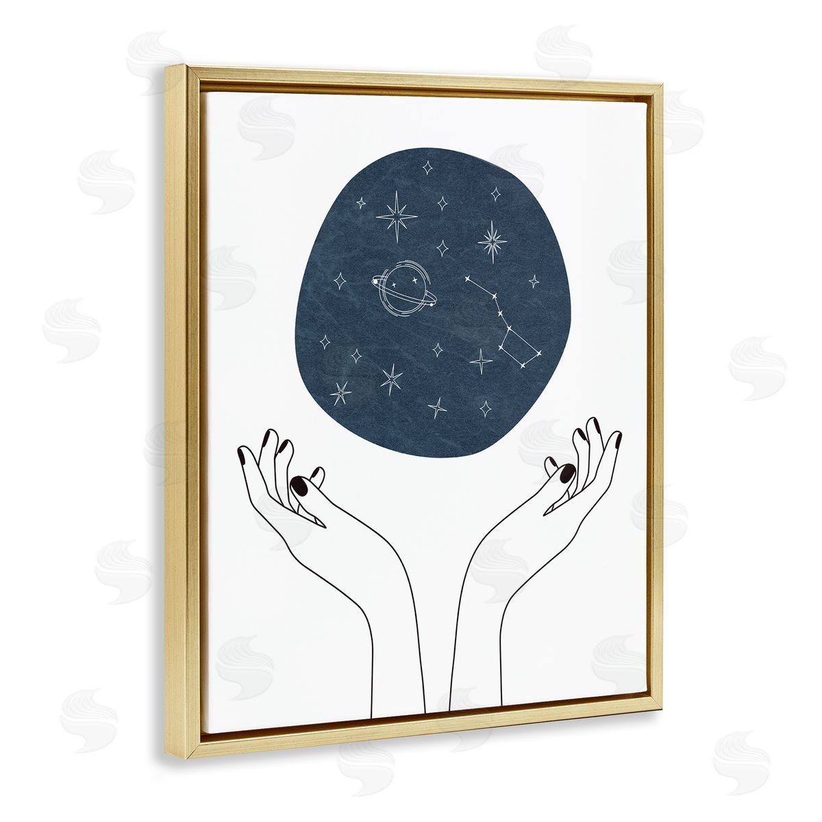 JJ Design House LLC Hands Holding Galaxy Constellations Minimal Blue