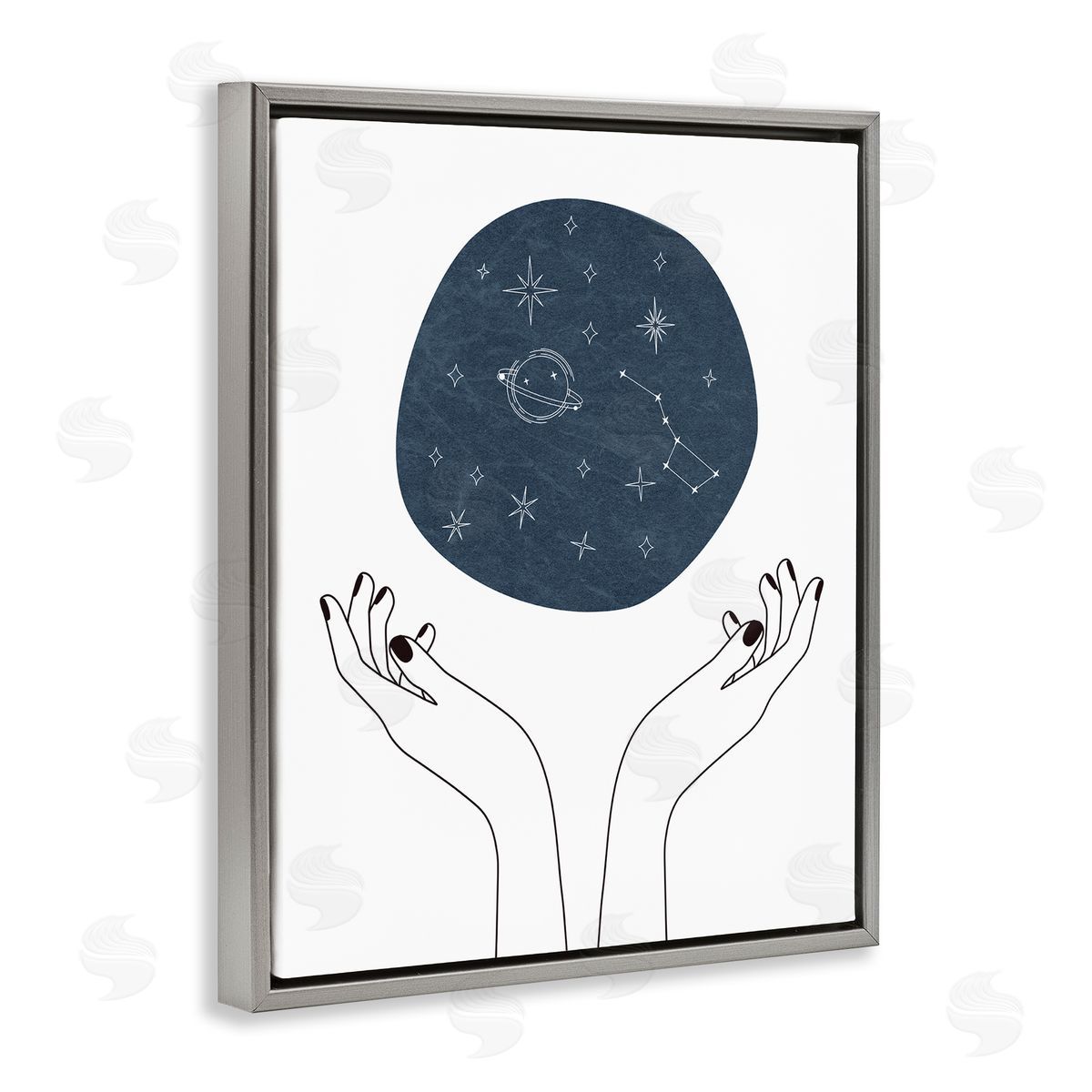 JJ Design House LLC Hands Holding Galaxy Constellations Minimal Blue